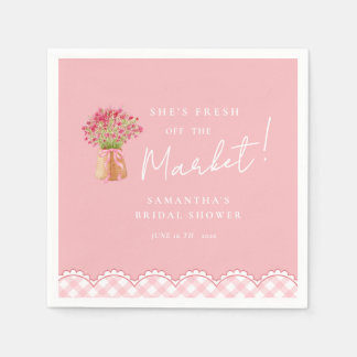 Pink fresh off the market arch bridal shower napkins