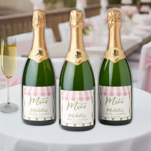 Pink Fresh Off The Market Bridal Shower Sparkling Wine Label