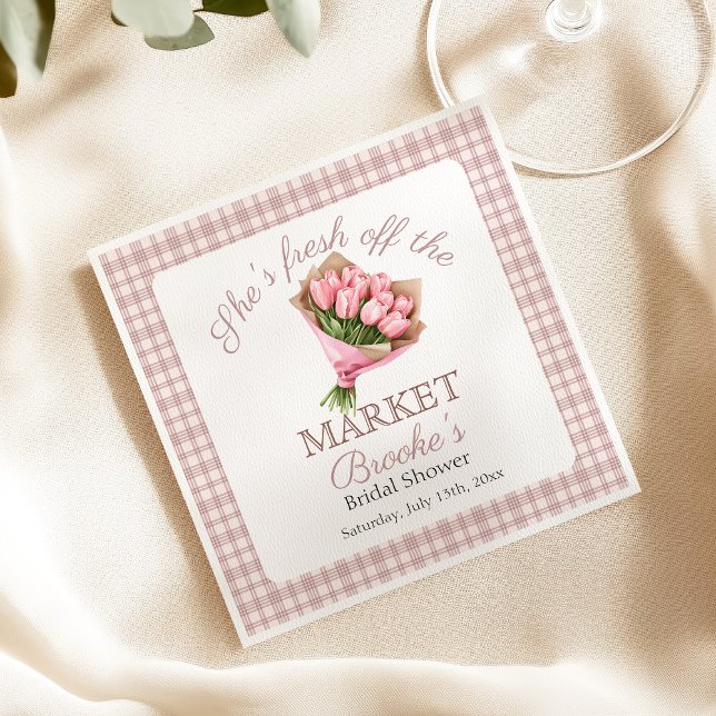 Pink Fresh off the market country Bridal Shower Napkins (Creator Uploaded)