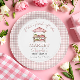 Pink Fresh off the market country Bridal Shower Paper Plates