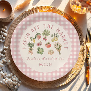 Pink Fresh off the Market Farmers Bridal Shower Paper Plates