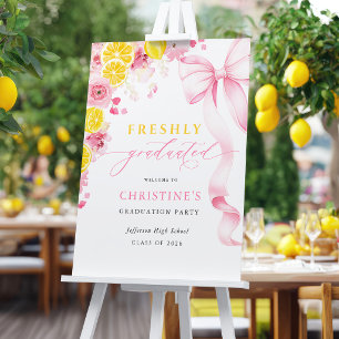 Pink Freshly Graduated Welcome Sign