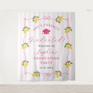Pink Freshly Lemon Citrus Graduation Decor Tapestry