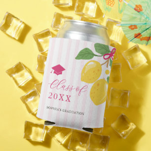 Pink Freshly Lemon Citrus Graduation Party Can Cooler