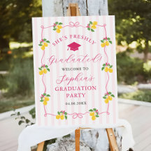 Pink Freshly Lemon Citrus Graduation Party Welcome