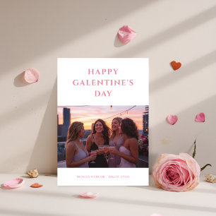 Pink Friends Forever Girly Galentines Day Photo Holiday Card