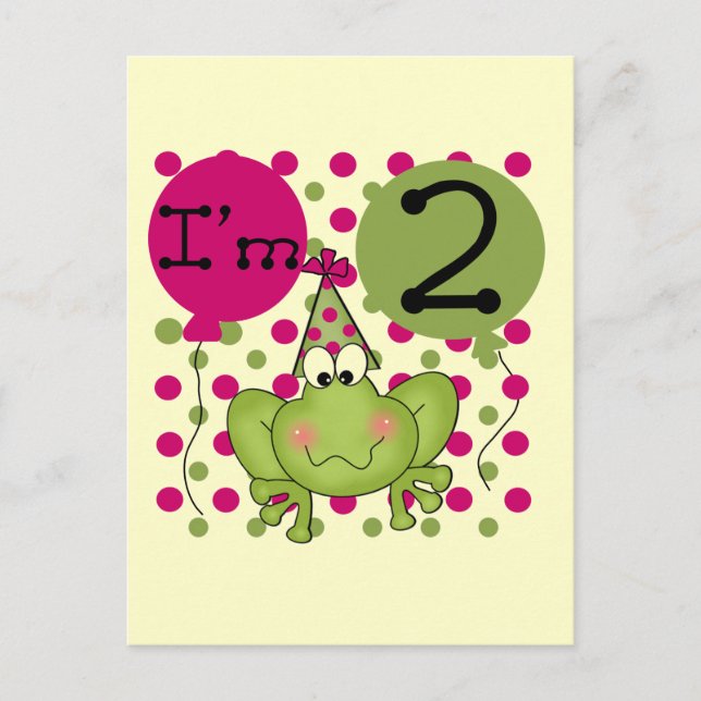 Pink Frog 2nd Birthday tshirts and gifts Postcard (Front)