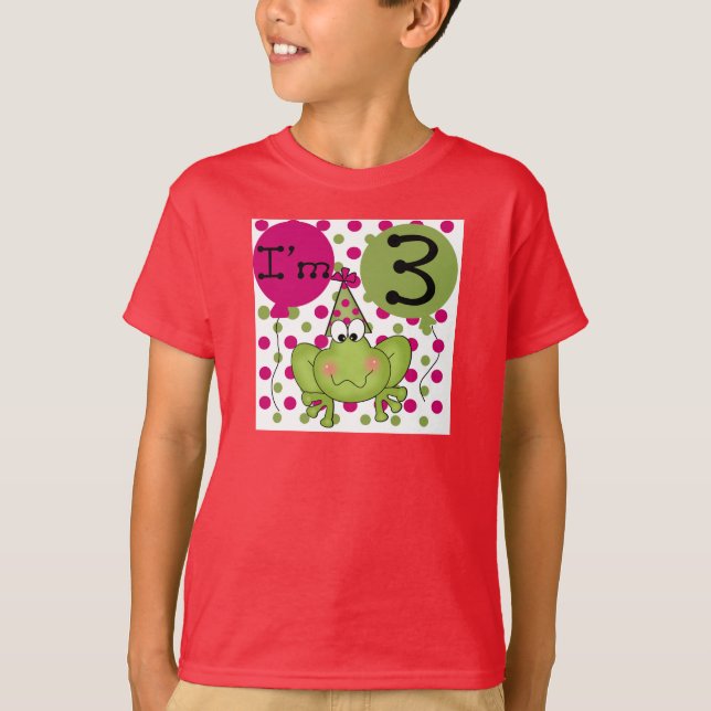 Pink Frog 3rd Birthday Tshirts and Gifts (Front)