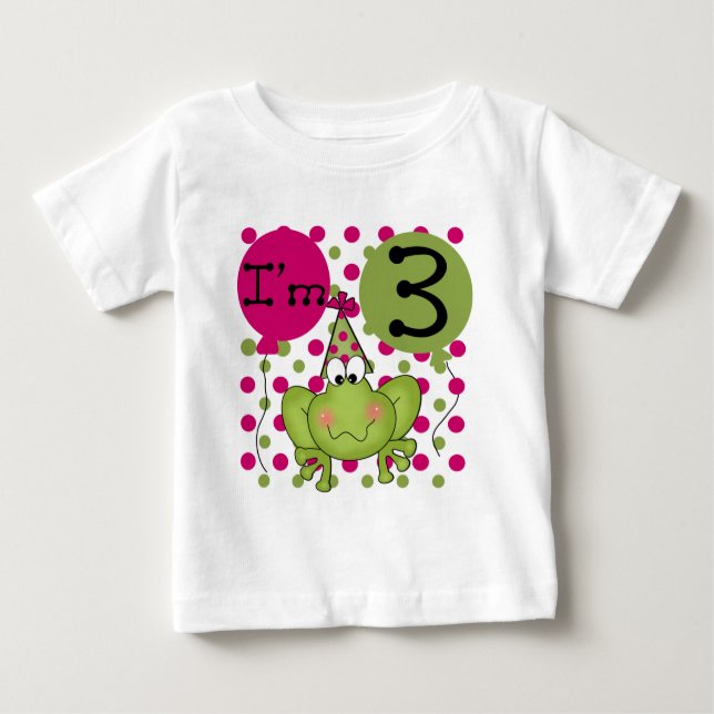 Pink Frog 3rd Birthday Tshirts and Gifts (Front)