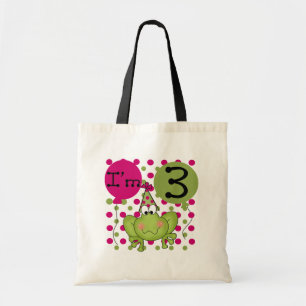 Pink Frog 3rd Birthday Tshirts and Gifts Tote Bag