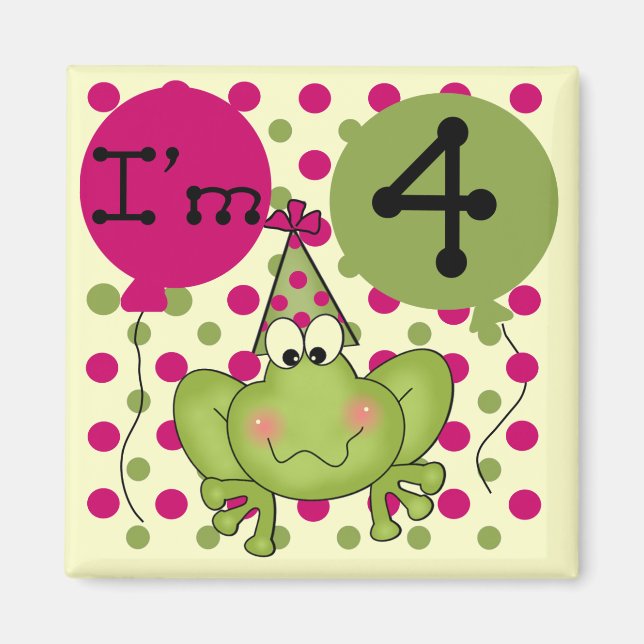 Pink Frog 4th Birthday Tshirts and Gifts Magnet (Front)