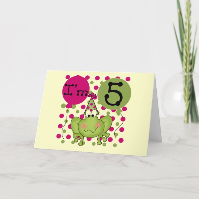 Pink Frog 5th Birthday Tshirts and Gifts Card (Front)
