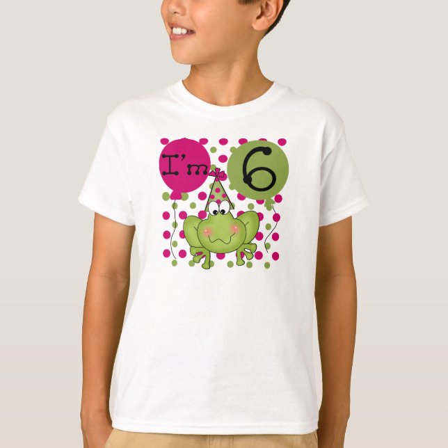 Pink Frog 6th Birthday T-Shirt (Front)