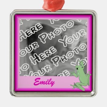 Pink Frog And Lotus Ornament by Joyful_Expressions at Zazzle