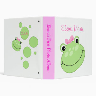 PINK FROG BABY GIRL SCRAPBOOK PHOTO ALBUM 3 RING BINDER
