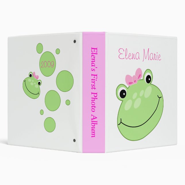 PINK FROG BABY GIRL SCRAPBOOK PHOTO ALBUM 3 RING BINDER (Background)