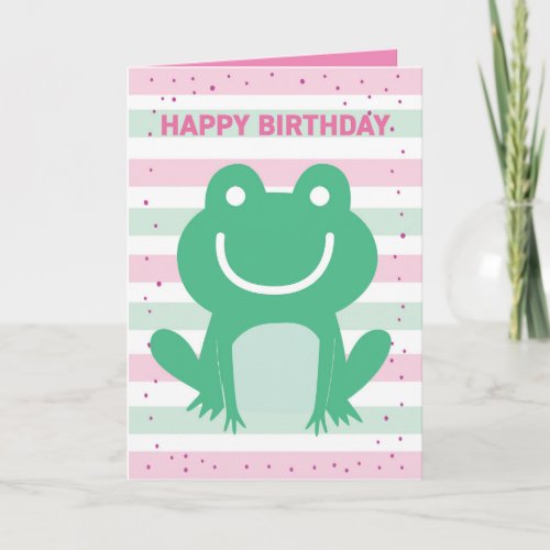 Pink Frog  Birthday Greeting Card