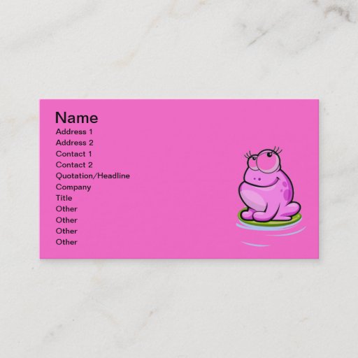 Customizable Pink Frog Business Card