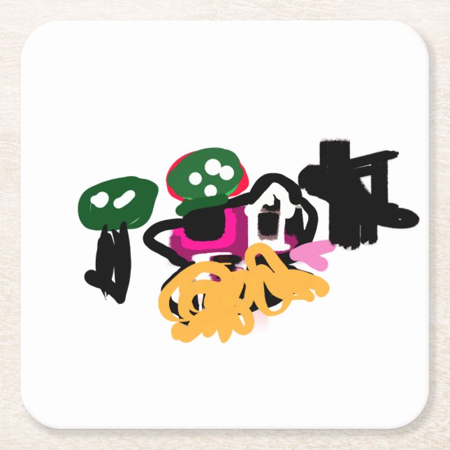 Pink Frog cool Square Paper Coaster (Front)