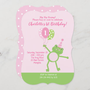 Pink Frog Girls Birthday Party Invitation