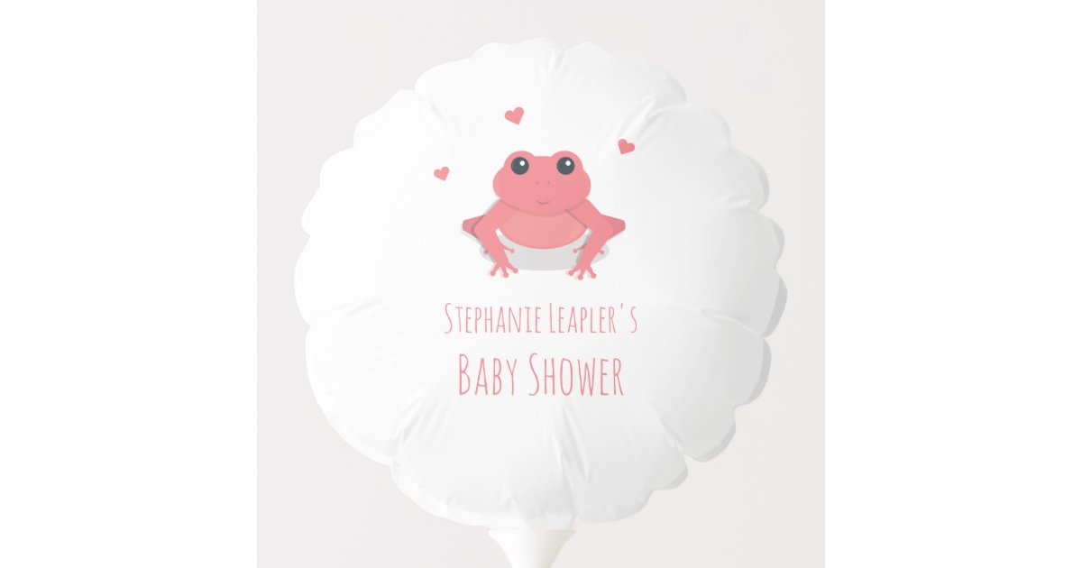 Pink Frog Hearts Name Baby Shower Balloon Zazzle Com