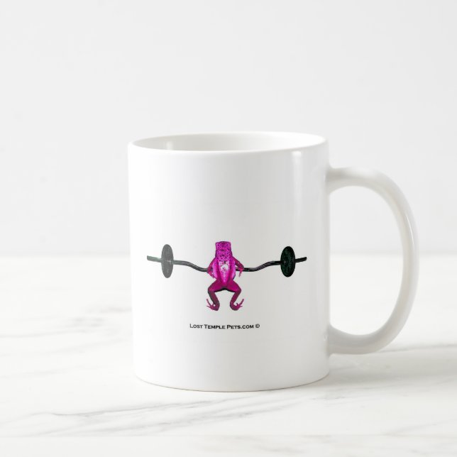 Pink Frog lifting Weights Coffee Mug (Right)