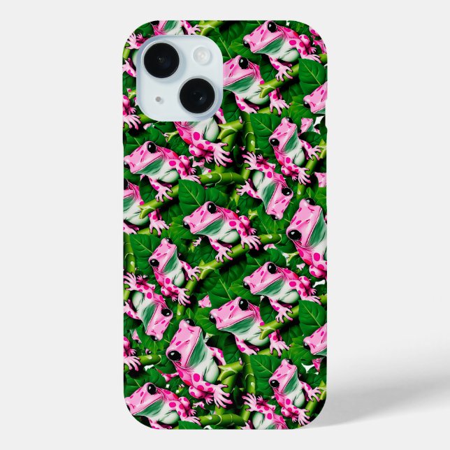 Pink Frog On Green Leaf Pattern Design  Case-Mate iPhone Case (Back)