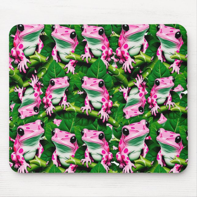 Pink Frog On Green Leaf Pattern Design  Mouse Pad (Front)
