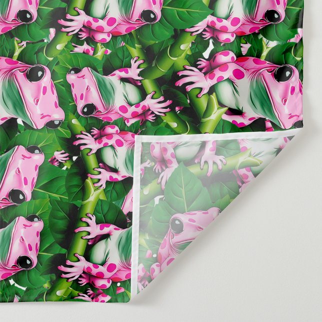 Pink Frog On Green Leaf Pattern Design  Tapestry (Creator Uploaded)