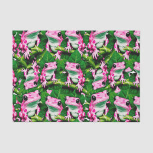 Pink Frog On Green Leaf Pattern Design  Tissue Paper
