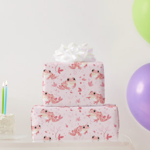 Pink frogs wrapping paper