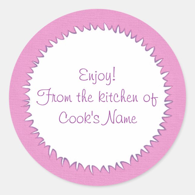Pink From the Kitchen of Personalized Lid Stickers (Front)