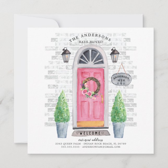 Pink Front Door Moving Announcement (Front)