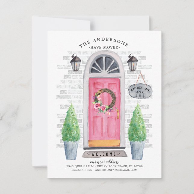 Pink Front Door Moving Announcement (Front)