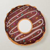 Pink Frosted and Chocolate Doughnut with Sprinkles Round Pillow (Back)