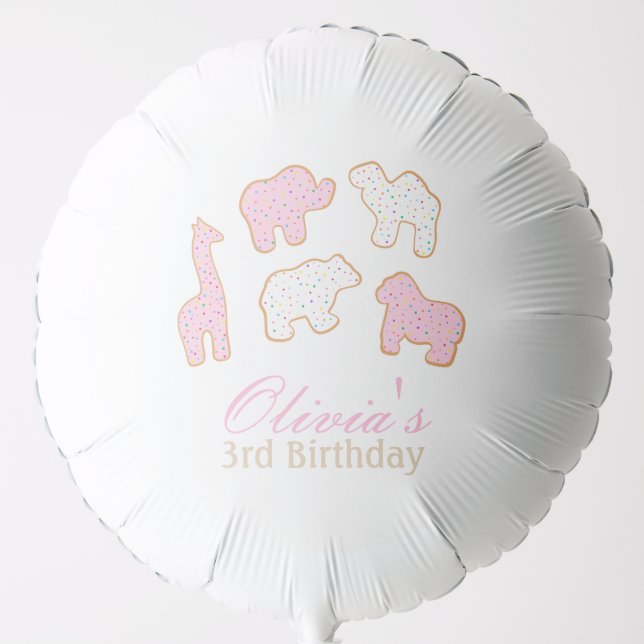 Pink Frosted Animal Cookie birthday party balloon (Front)