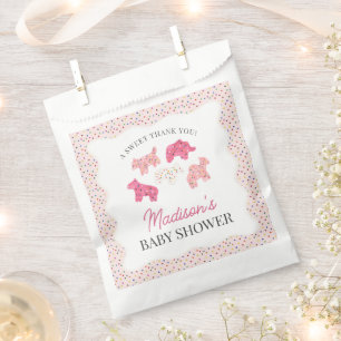 Pink Frosted Animal Cookies Baby Shower Favor Bag