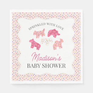 Pink Frosted Animal Cookies Baby Shower Napkins