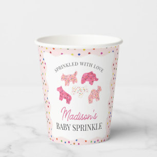 Pink Frosted Animal Cookies Baby Sprinkle Paper Cups