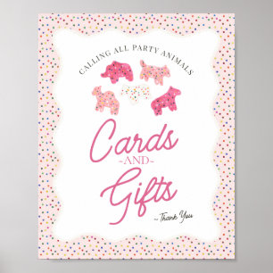 Pink Frosted Animal Cookies Sprinkle Cards & Gifts Poster