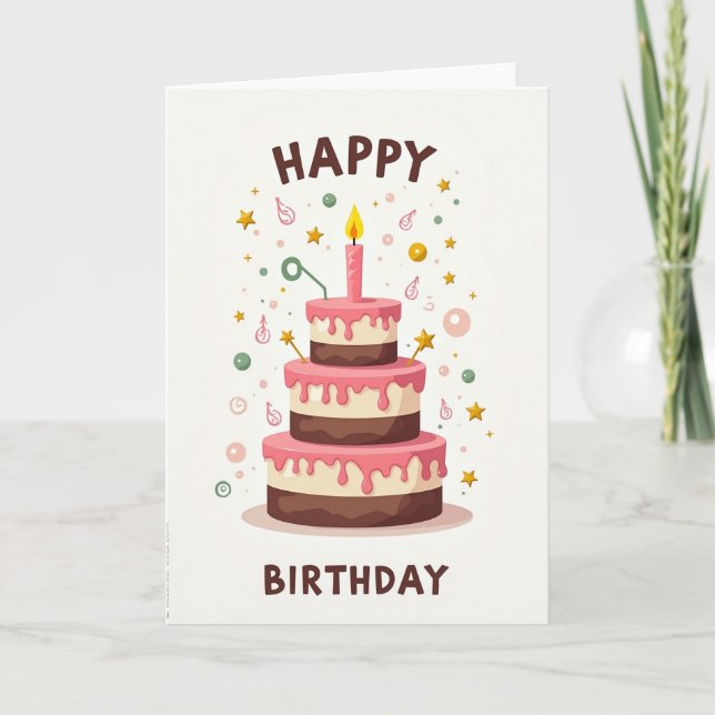 Pink Frosted Birthday Card (Front)