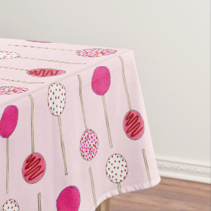 Pink Frosted Cake Pop Dessert Bakery Food Print Tablecloth