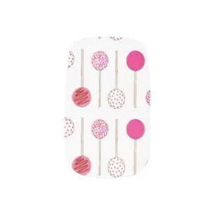 Pink Frosted Cake Pops Valentine's Day Nail Art