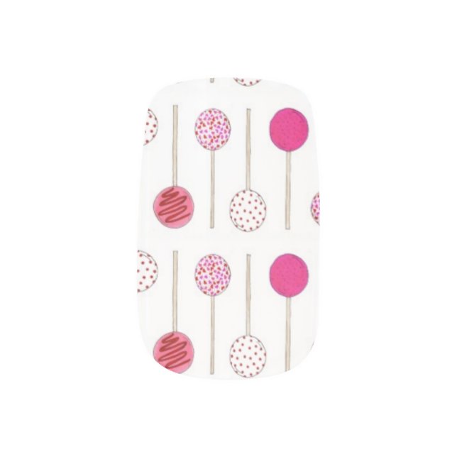 Pink Frosted Cake Pops Valentine's Day Nail Art (Left Thumb)