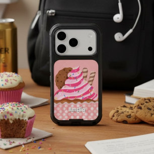 Pink Frosted Chocolate Cupcake Personalized iPhone 17 Pro Case