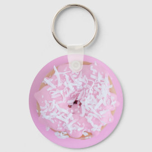Pink frosted coconut sprinkles doughnut keychain