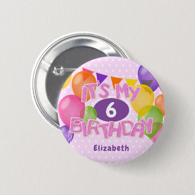 pink frosted cookies w balloons its my birthday button (Front & Back)