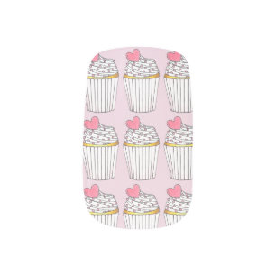 Pink Frosted Cupcake Heart Valentine's Day Cake Minx Nail Wraps