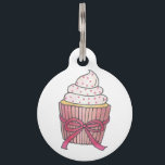 Pink Frosted Cupcake Sprinkles Bow Cake Foodie Pet Name Tag<br><div class="desc">Pet tag design features an original illustration of a classic pink frosted cupcake with sprinkles and a pink bow. Just personalize with the name of your dog or cat. Lots of coordinating pet products are also available from this shop! Don't see exactly what you're looking for? Contact Rebecca to have...</div>