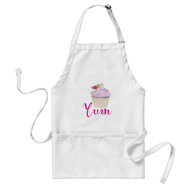 Pink Frosted Cupcake Yum! Adult Apron (Front)
